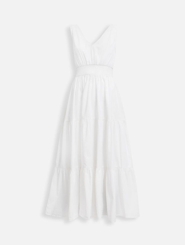 MyRunway Shop Woolworths White Tiered Poplin Maxi Dress for Women
